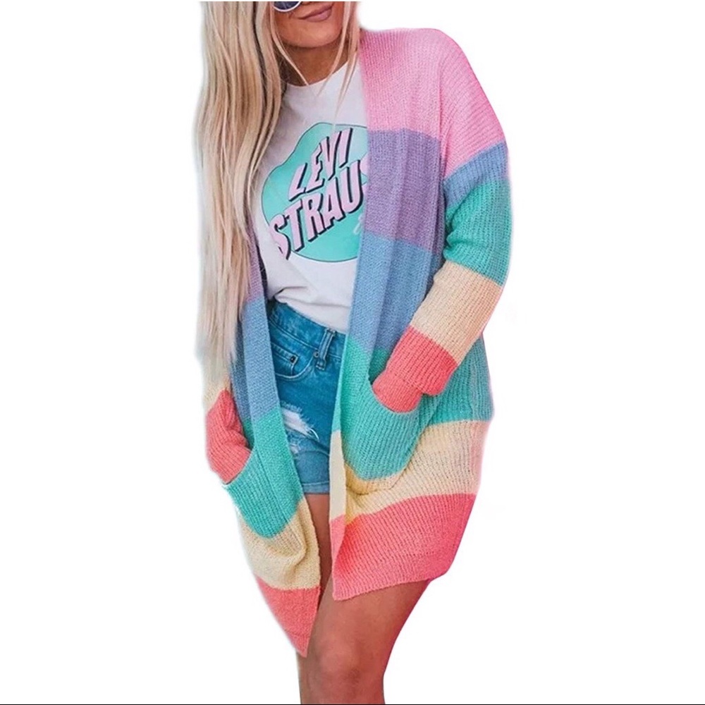 Muted/Pastel Rainbow Cardigan